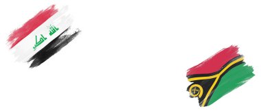 Beyaz Arkaplanda Irak ve Vanuatu Bayrakları