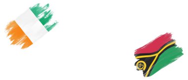 Beyaz Arkaplanda Fildişi Sahili ve Vanuatu Bayrakları