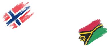 Beyaz Arkaplanda Norveç ve Vanuatu Bayrakları
