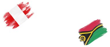 Beyaz Arkaplanda Peru ve Vanuatu Bayrakları