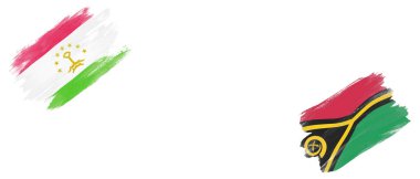 Beyaz Arkaplanda Tacikistan ve Vanuatu Bayrakları