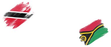 Beyaz Arkaplanda Trinidad ve Tobago ve Vanuatu Bayrakları