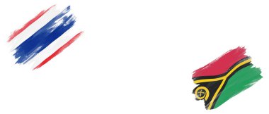 Beyaz Arkaplanda Tayland ve Vanuatu Bayrakları