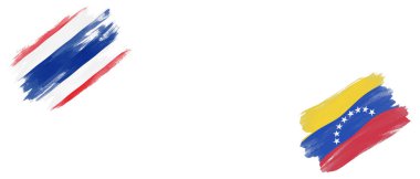 Beyaz Arkaplanda Tayland ve Venezuela Bayrakları