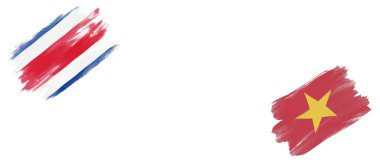 Beyaz Arkaplanda Kosta Rika ve Vietnam Bayrakları