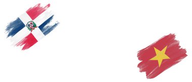 Beyaz Arkaplanda Dominik Cumhuriyeti ve Vietnam Bayrakları