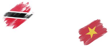 Trinidad ve Tobago ve Vietnam Bayrakları Beyaz Arkaplanda