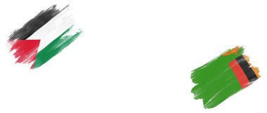 Beyaz Arkaplanda Filistin ve Zambiya Bayrakları