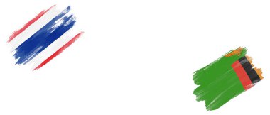 Beyaz Arkaplanda Tayland ve Zambiya Bayrakları