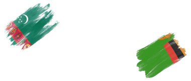 Beyaz Arkaplanda Türkmenistan ve Zambiya Bayrakları