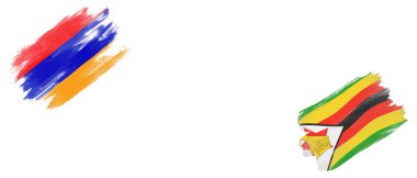 Beyaz Arkaplanda Ermenistan ve Zimbabwe Bayrakları