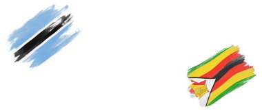 Beyaz Arkaplanda Botswana ve Zimbabwe Bayrakları