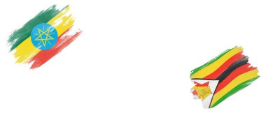 Beyaz Arkaplanda Etiyopya ve Zimbabwe Bayrakları
