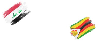 Beyaz Arkaplanda Irak ve Zimbabwe Bayrakları