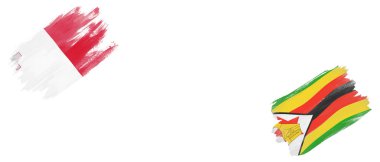 Beyaz Arkaplanda Malta ve Zimbabwe Bayrakları
