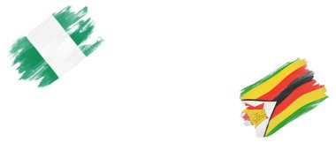 Beyaz Arkaplanda Nijerya ve Zimbabwe Bayrakları