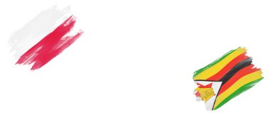 Polonya ve Zimbabwe Beyaz Arkaplanda Bayraklar