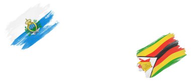 Beyaz Arkaplanda San Marino ve Zimbabwe Bayrakları