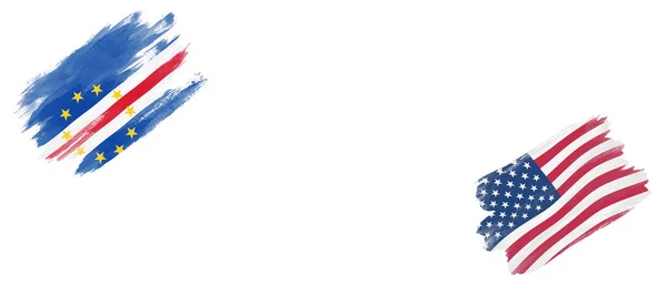 佛得角和美国白底旗 — 图库照片
