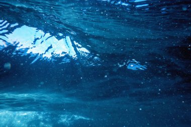 Su altı deniz yüzeyi, mavi arkaplan, dalga arkaplanı