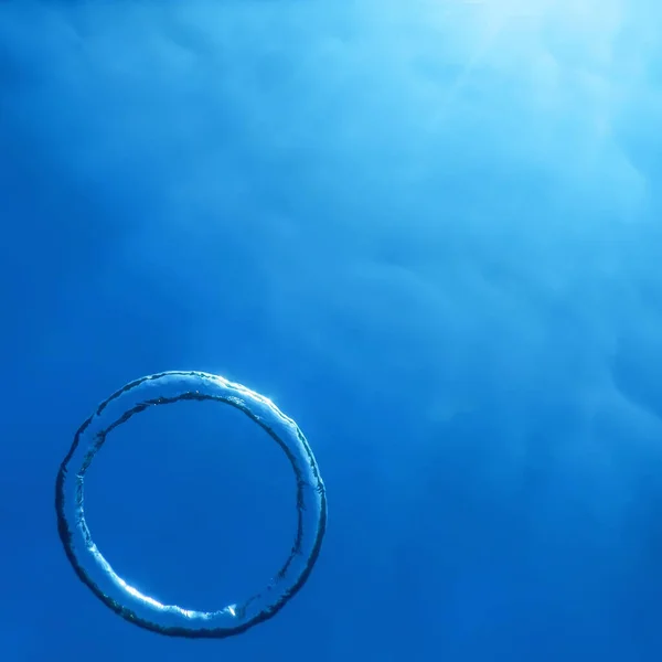 Unterwasser Blasenring Steigt Zur Sonne Auf — Stockfoto