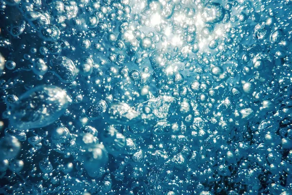 Undervattens Luftbubblor Med Solljus Bakgrund Bubblor — Stockfoto