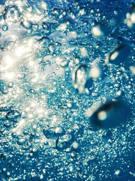Onderwater Lucht Bubbels Met Zonlicht Achtergrond Bubbels — Stockfoto