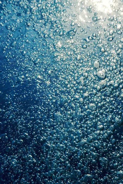 Burbujas Aire Subacuáticas Con Luz Solar Burbujas Fondo —  Fotos de Stock