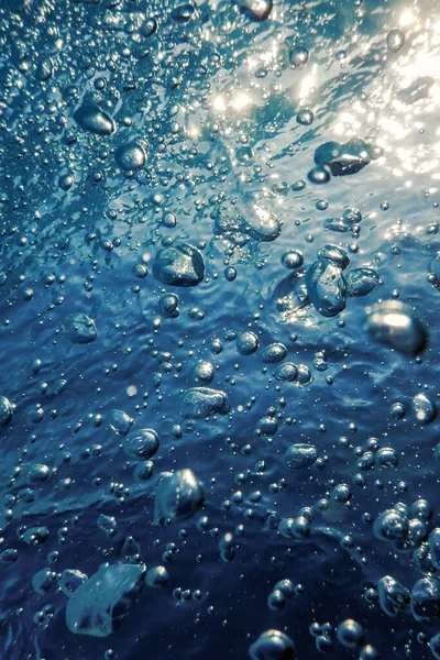 Luftblasen Unter Wasser Mit Sonnenlicht Hintergrundblasen — Stockfoto