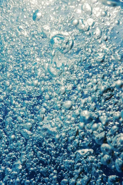 Podvodní Vzduchové Bubliny Slunečním Světlem Bubliny Pozadí — Stock fotografie