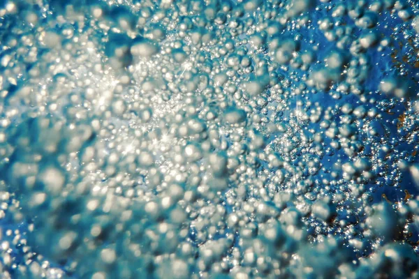 Burbujas Aire Subacuáticas Con Luz Solar Burbujas Fondo — Foto de Stock