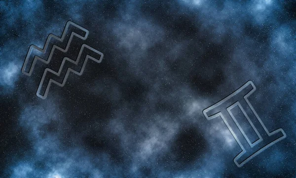 アクエリアスとジェミニの互換性 ホロスコープシンボル — ストック写真