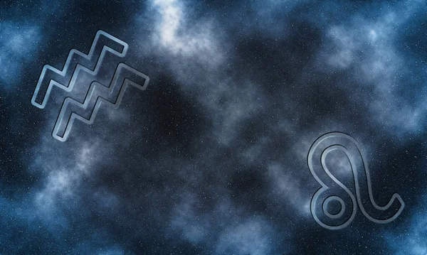 アクエリアスとレオの互換性 ホロスコープシンボル — ストック写真