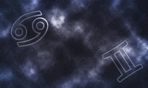 がんとジェミニの互換性 ホロスコープシンボル — ストック写真