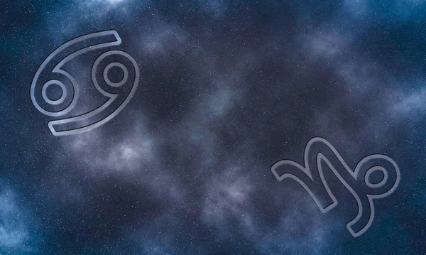 巨蟹座和摩羯座的兼容性 星相星座 — 图库照片