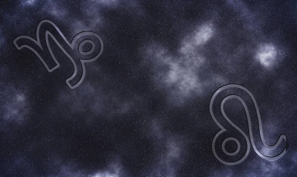 カプリコーンとレオの互換性 ホロスコープシンボル — ストック写真