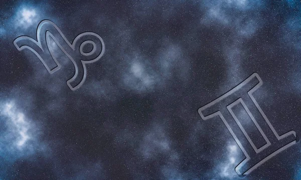 Steenbok Tweelingen Compatibiliteit Horoscoop Symbolen — Stockfoto
