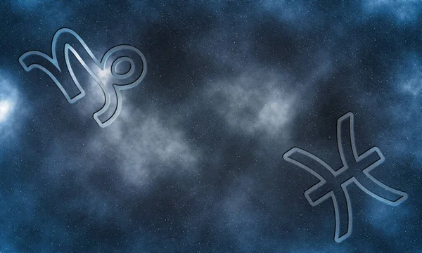 摩羯座和双鱼座的兼容性 星相星座 — 图库照片