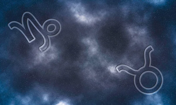 Steenbok Stier Compatibiliteit Horoscoop Symbolen — Stockfoto