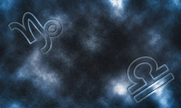 Steenbok Weegschaal Compatibiliteit Horoscoop Symbolen — Stockfoto
