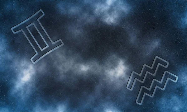 ジェミニとアクエリアスの互換性 ホロスコープシンボル — ストック写真