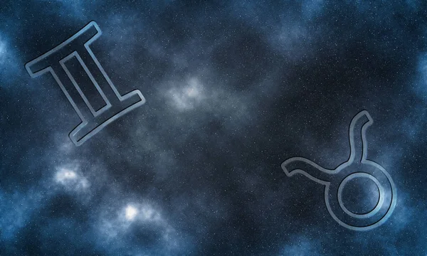 Tweelingen Stier Compatibiliteit Horoscoop Symbolen — Stockfoto