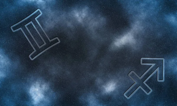 ジェミニと射手座の互換性 ホロスコープシンボル — ストック写真