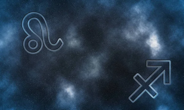 レオと射手座の互換性 ホロスコープシンボル — ストック写真