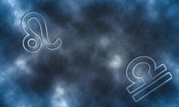 Kompatybilność Leo Waga Symbole Horoskopu — Zdjęcie stockowe