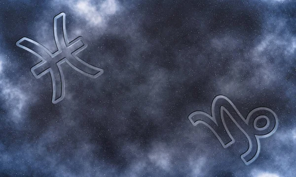 双鱼座和摩羯座的兼容性 星相星座 — 图库照片