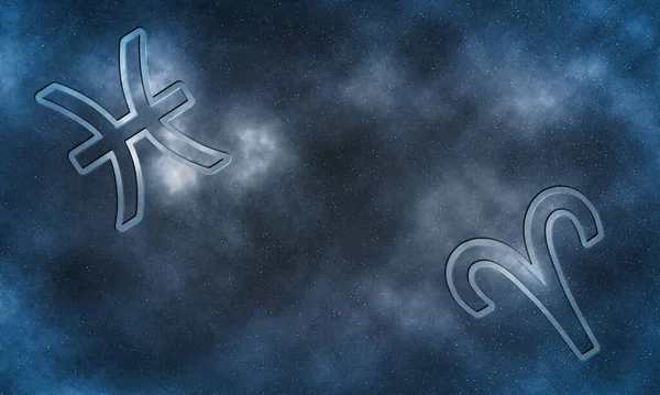 Ryby Baran Kompatybilność Symbole Horoskopu — Zdjęcie stockowe