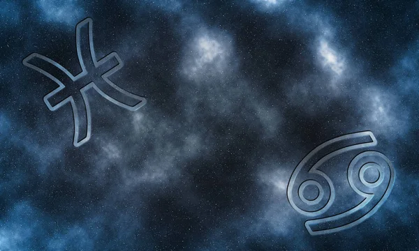 Vissen Kanker Compatibiliteit Horoscoop Symbolen — Stockfoto