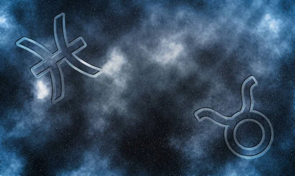 Pisces Taurus Compatibility Horoscope Symbols — Stock Photo, Image