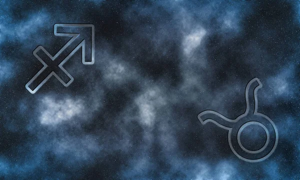 Schütze Und Stier Kompatibilität Horoskop Symbole — Stockfoto